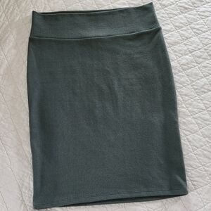 LuLaRoe Women's Forest Green Textured Pencil Skirt, Size L